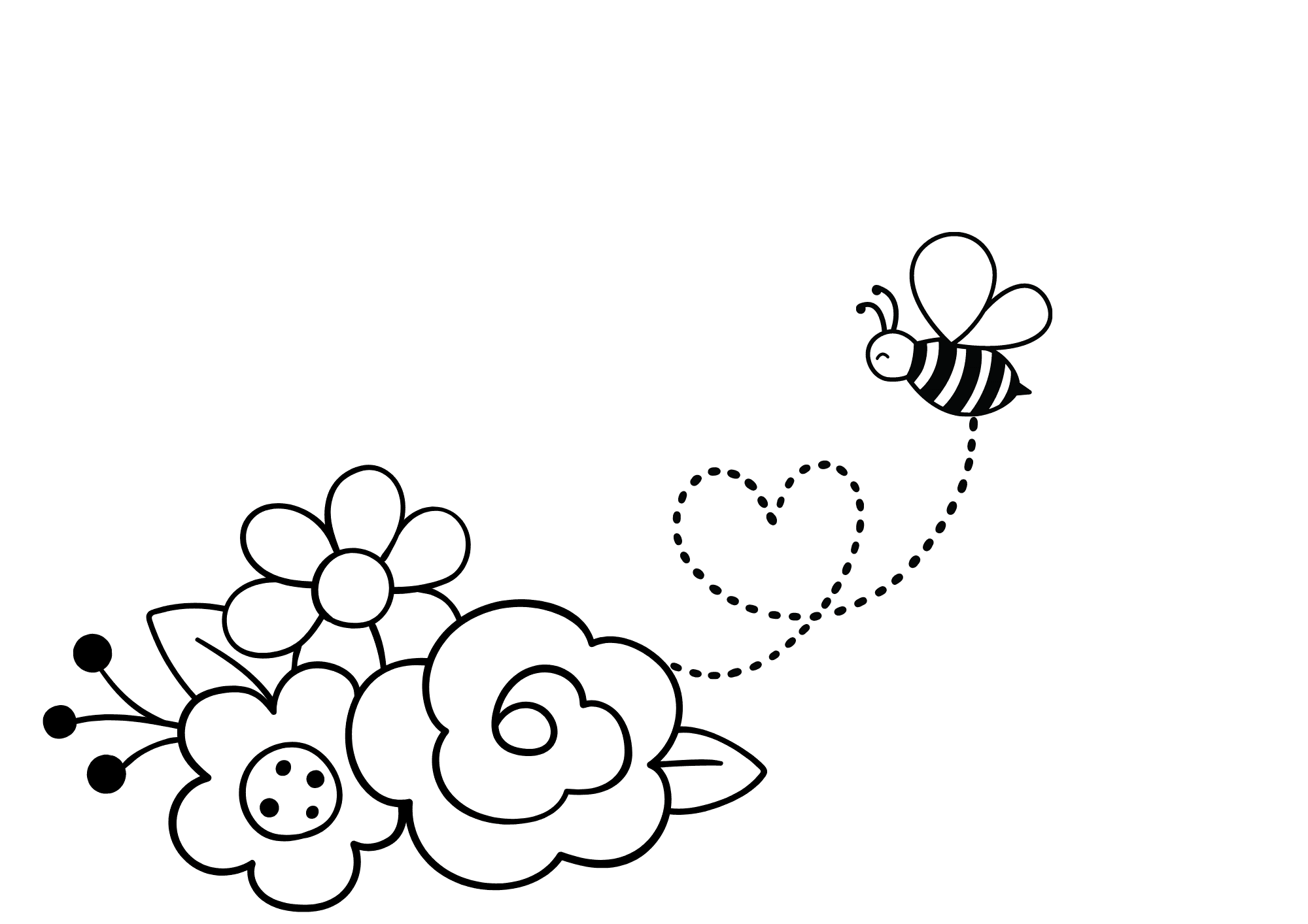 Desenho Preto E Branco, Do Contorno Do Kawaii De Uma Menina Que Mostra Uma  Flor a Uma Abelha Para O Livro Para Colorir Das Crianç Ilustração do Vetor  - Ilustração de flor