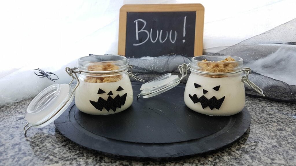 comida de halloween abóbora iogurte granola
