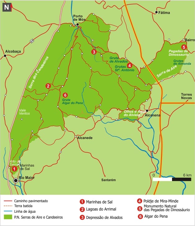 mapa serras aires e Candeeiros